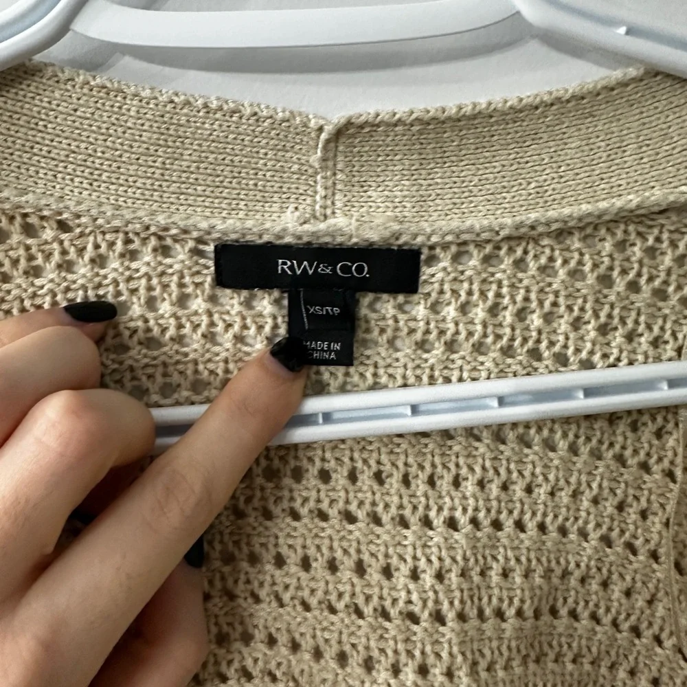 RW&CO. Cream Open-Front Knit Cardigan - Picture 4 of 5